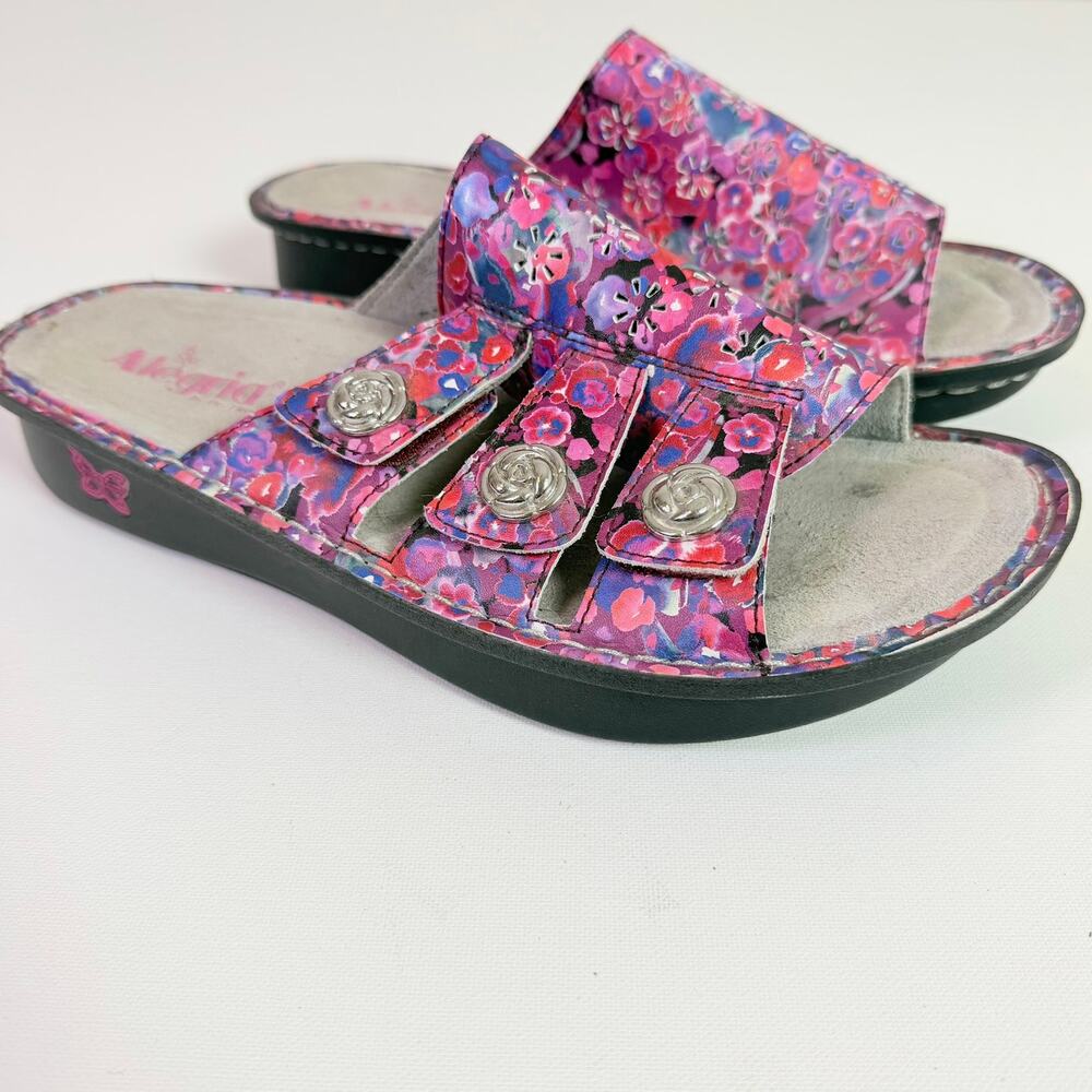 Alegria Julee Floral Platform Slide Sandals Poppy Pop Women's 41 Comfort Vibrant